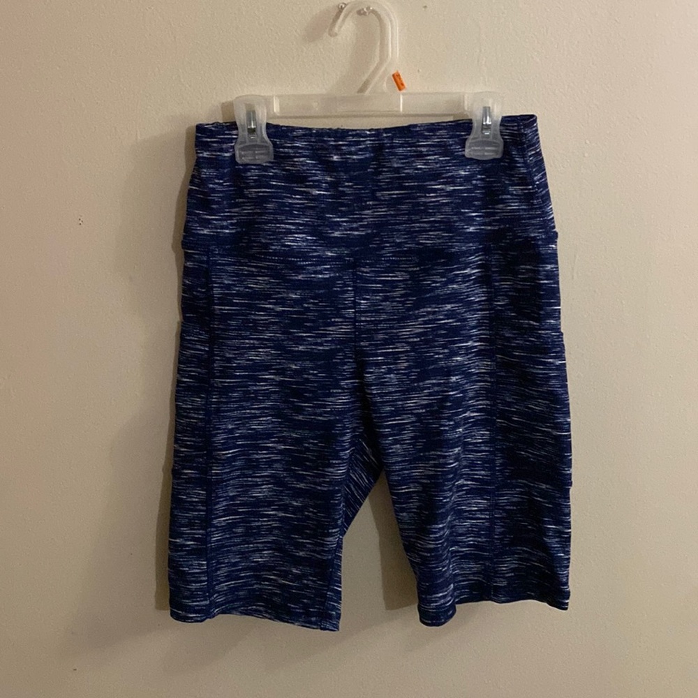 Blue and white gym shorts